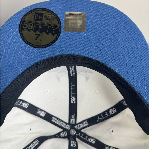 Chicago Bulls White & Blue Elephant Print Fitted New Era Hat Size 7 1/2 - Picture 7 of 8